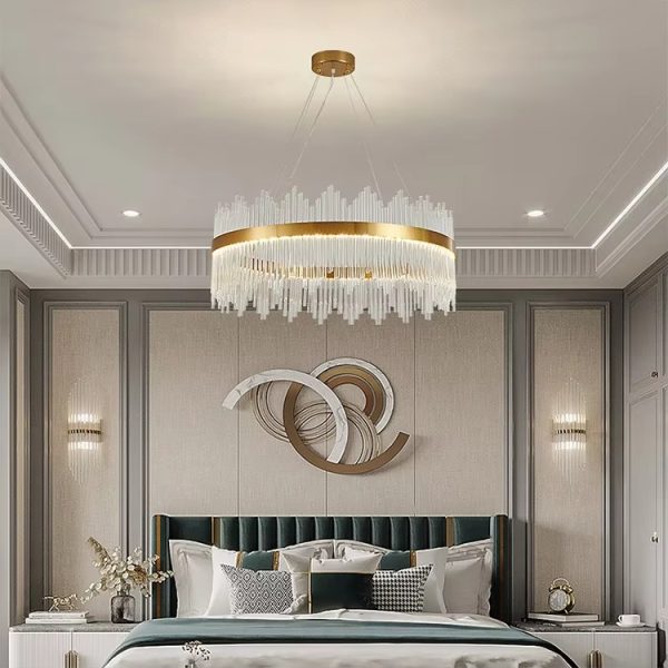 LED modern simple luxury crystal living room lamp glass round lamp