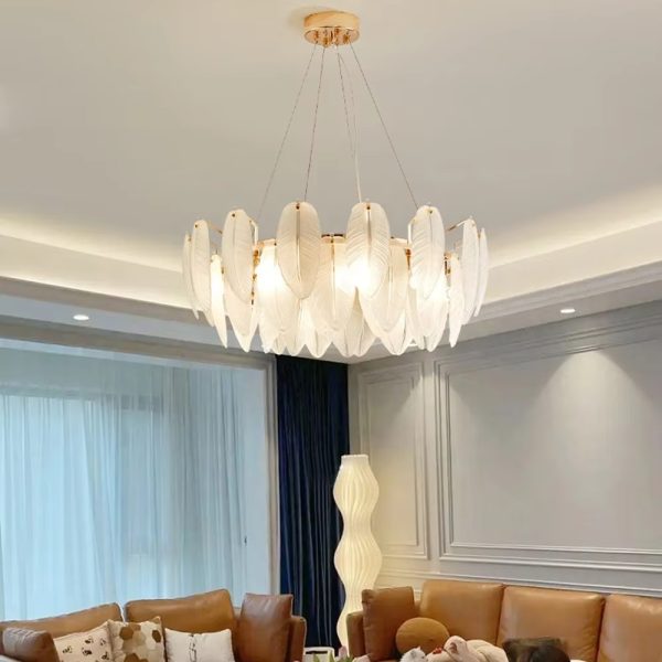 Modern Crystal Chandelier Feather Pendant Lamp Luxury Staircase Bedroom lamp