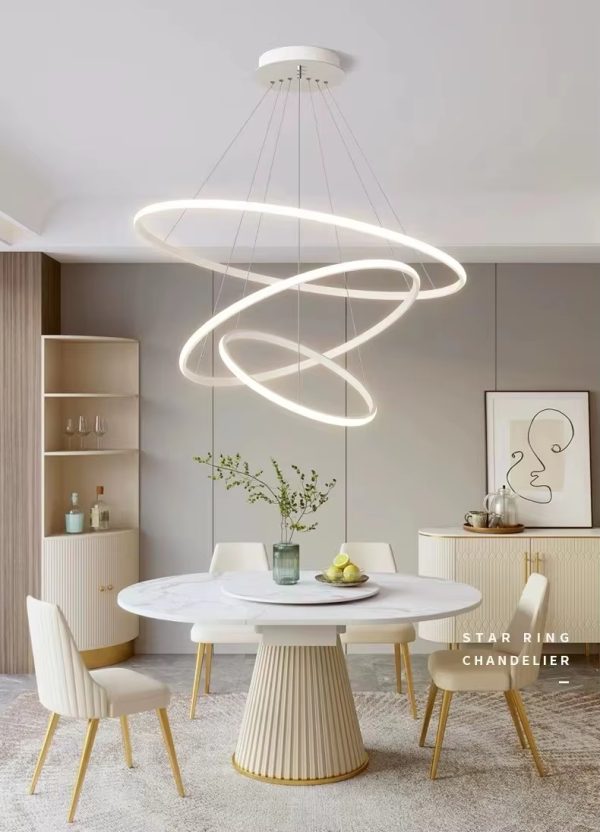 Hotel Circle Hanging Pendant Light 3 Ring Acrylic Luxury Led Chandelier