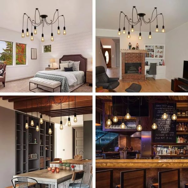 Modern Retro 6/8 Edison LED Bulbs Vintage Pendant Light Cafe Dining Office Bar