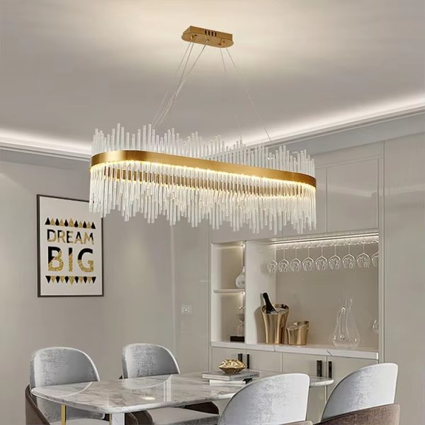LED modern simple luxury crystal living room lamp glass round lamp