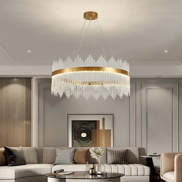 LED modern simple luxury crystal living room lamp glass round lamp