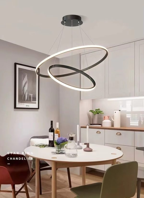 Hotel Circle Hanging Pendant Light 3 Ring Acrylic Luxury Led Chandelier