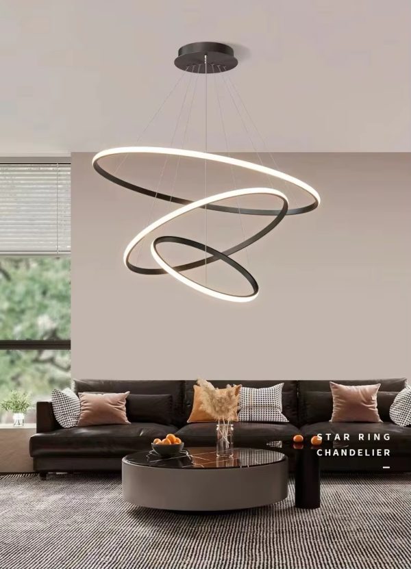 Hotel Circle Hanging Pendant Light 3 Ring Acrylic Luxury Led Chandelier