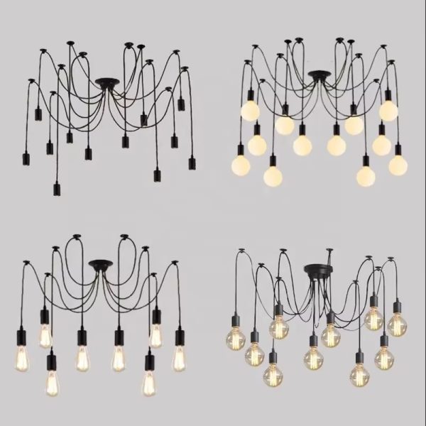 Modern Retro 6/8 Edison LED Bulbs Vintage Pendant Light Cafe Dining Office Bar