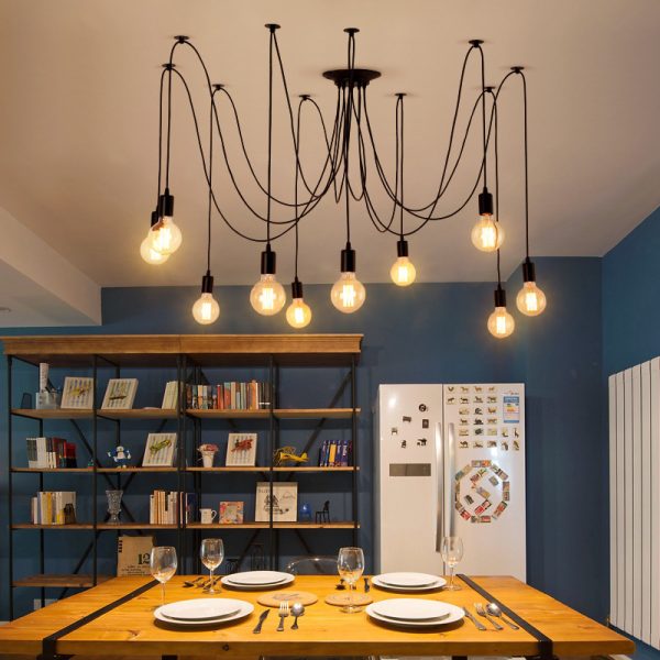Modern Retro 6/8 Edison LED Bulbs Vintage Pendant Light Cafe Dining Office Bar