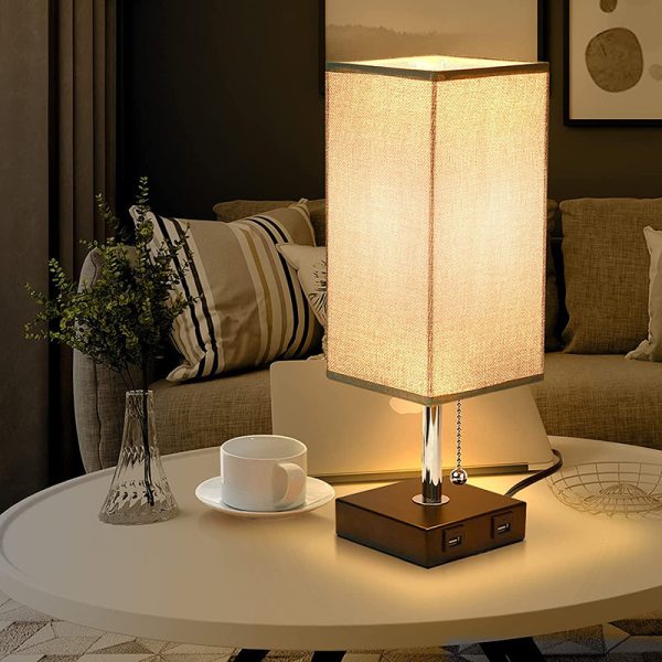 USB mobile phone charging fabric table lamp living room bedroom bedside lamp
