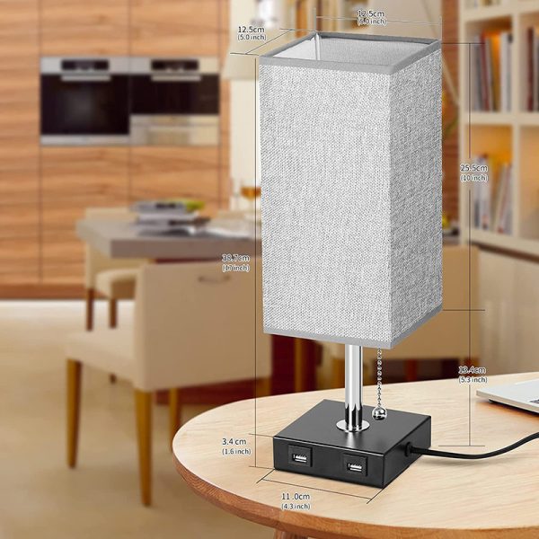 USB mobile phone charging fabric table lamp living room bedroom bedside lamp