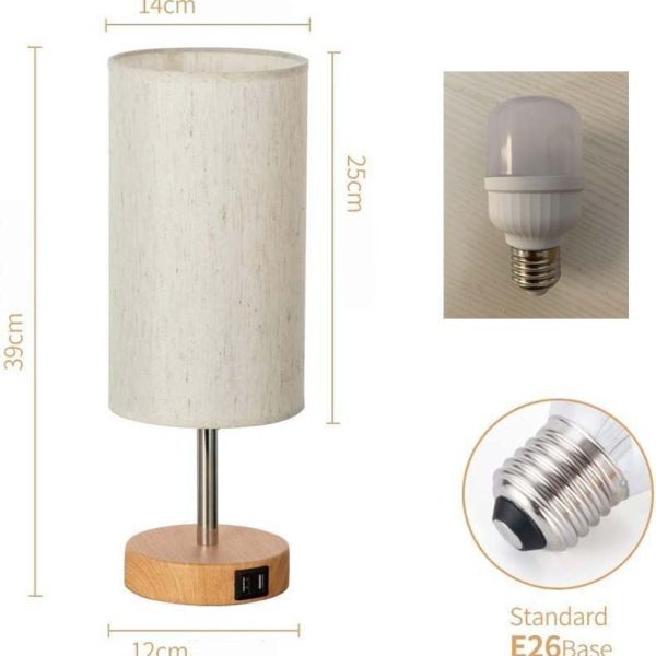 Wood base Dual USB touch three-speed dimming desk lamp