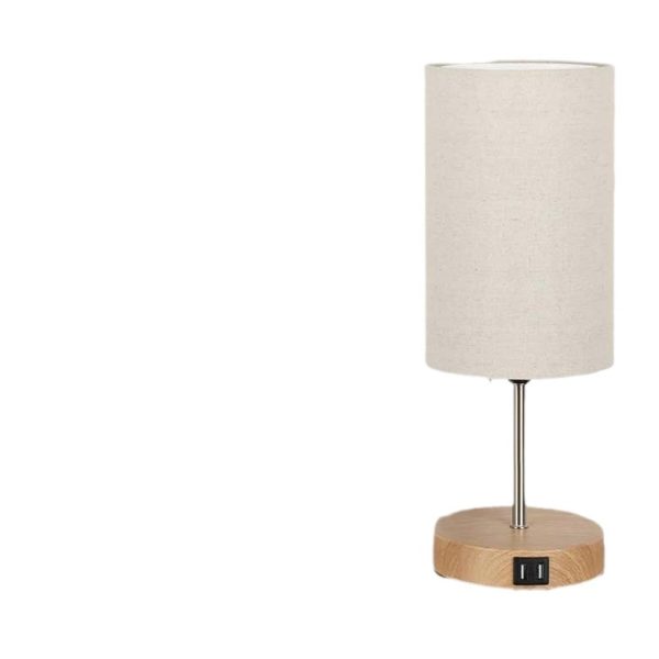 Private model wooden base fabric zipper switch bedside table lamp