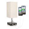 USB mobile phone charging fabric table lamp living room bedroom bedside lamp