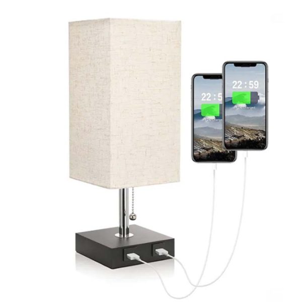 USB mobile phone charging fabric table lamp living room bedroom bedside lamp